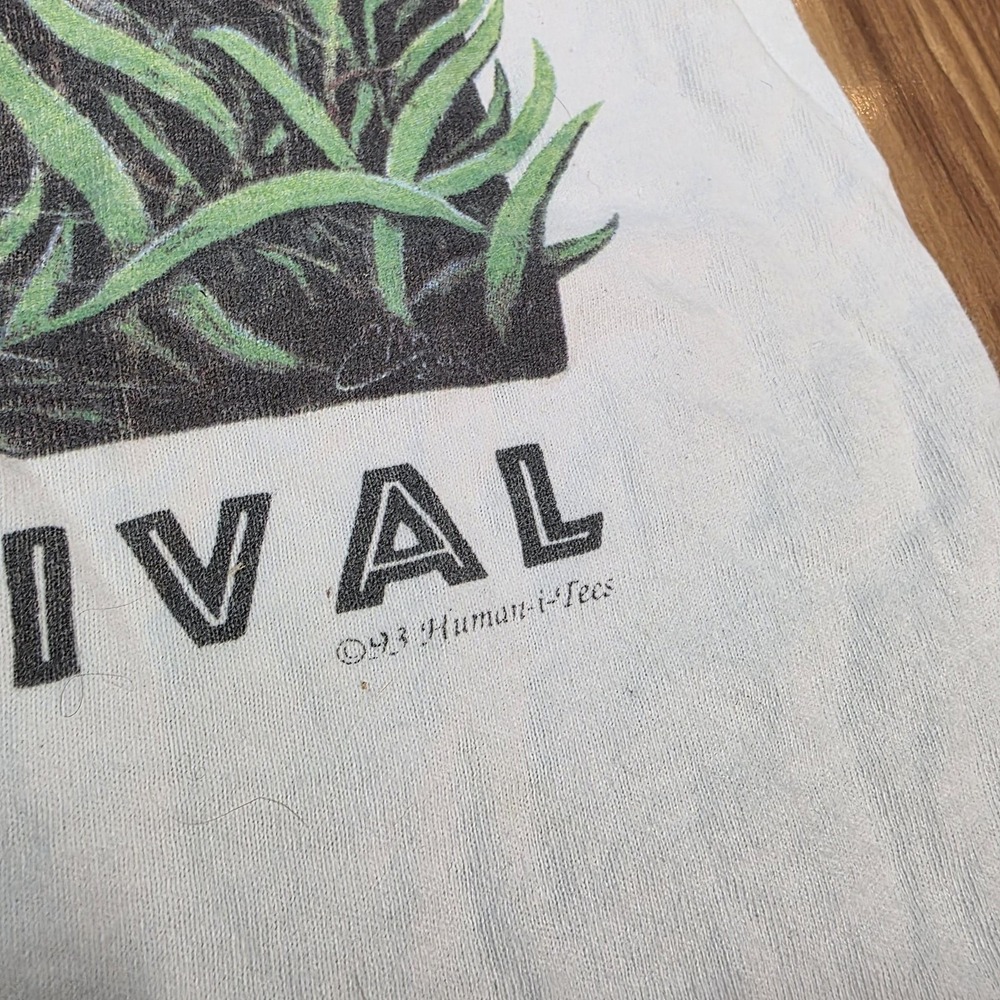 Vtg Eye On Survival Tiger Shirt Human-I-Tees Mens Small Fruit Of The Loom 90s - Picture 3 of 8